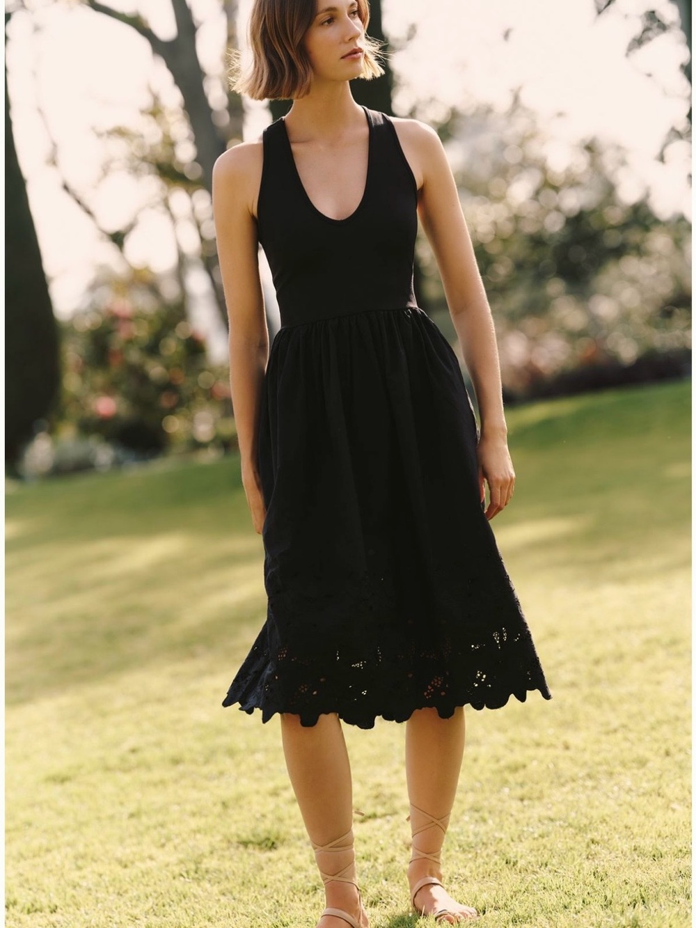 Maeve Black Sleeveless Scoop-Neck Midi Dress 👗 Size M NWT - Picture 2 of 6